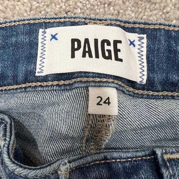 Paige Women's Hoxton Ankle Skinny Jean Light Wash Distressed Hem Size 24 - Picture 8 of 11